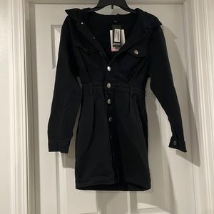 Black denim coat dress